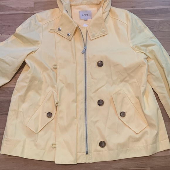 NWT Loft Long Sleeve Button-Up Hooded Lightweight Jacket Light Yellow Women’s L - Picture 3 of 12